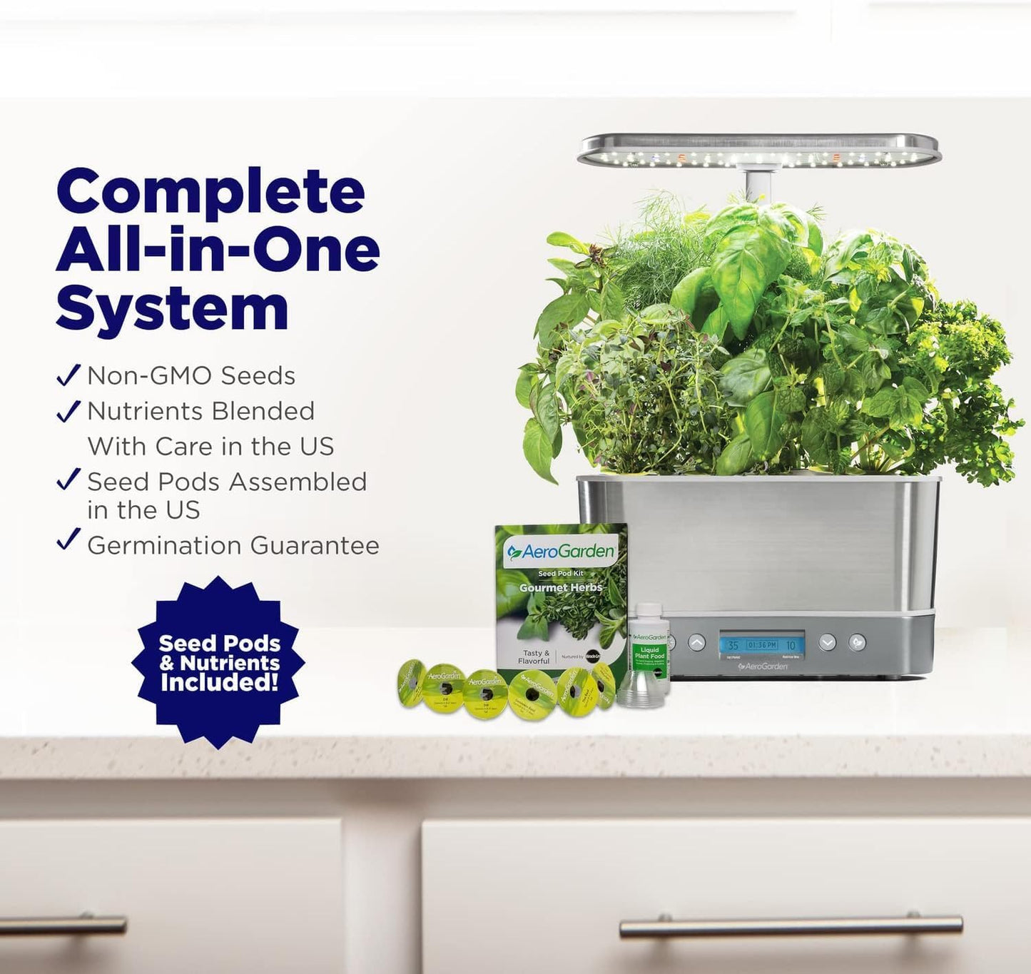 Harvest Elite - Indoor Garden with LED Grow Light, Stainless Steel